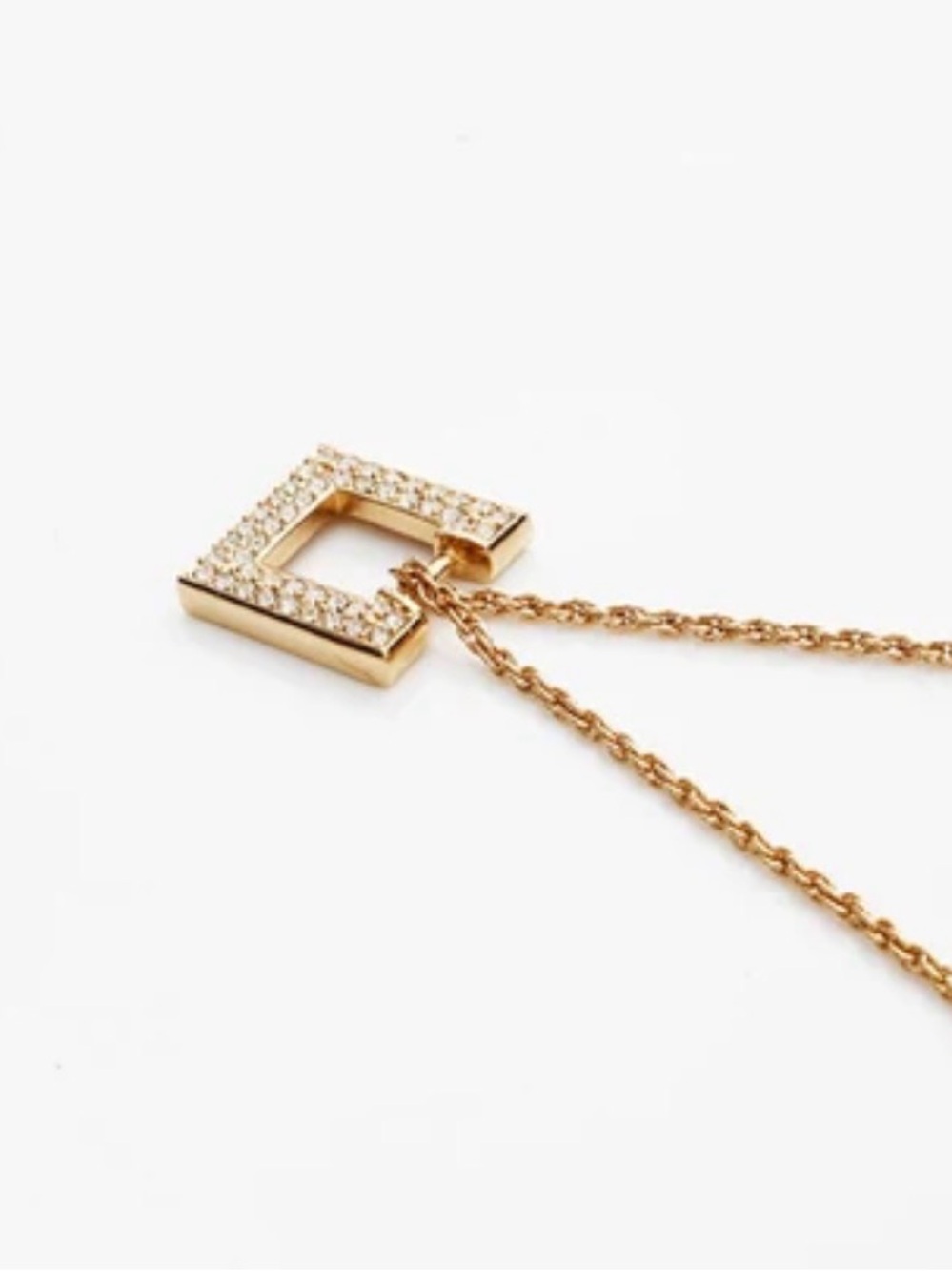 Christian Dior Vintage Rhinestone Square Pendant Gold-tone Necklace 16”-18” - Picture 6 of 6